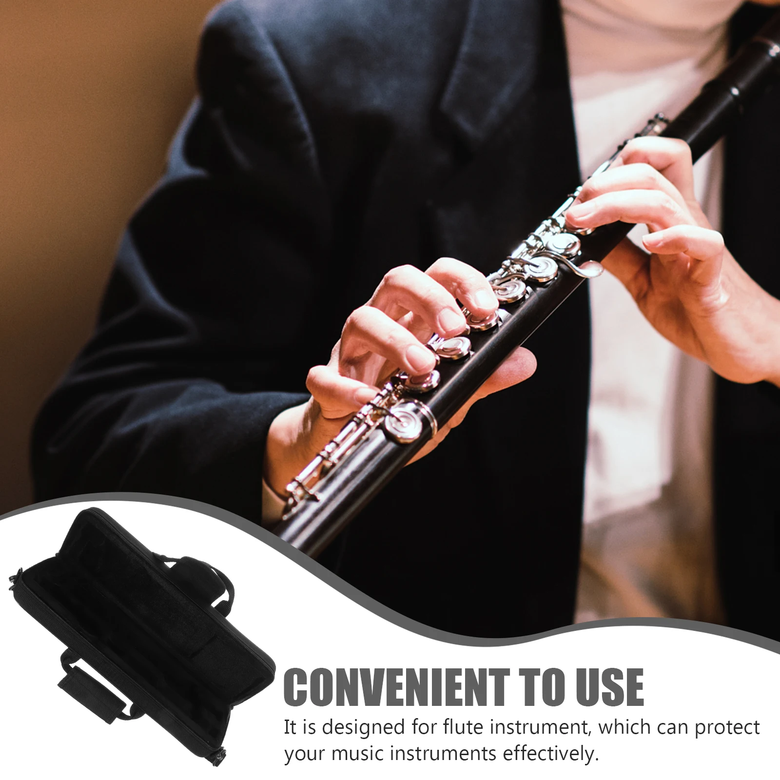 

Musical Instrument Flute Bag Padded Cover for Oxford Cloth Case with Shoulder Strap