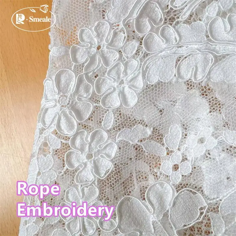 3MX1,5M Seilstickerei und gewebter Wimpernspitzenstoff für Hochzeitskleider, DIY-Nähstoff, weißer Spitzenstoff. Hohe Qualität 2026 – Detail 2