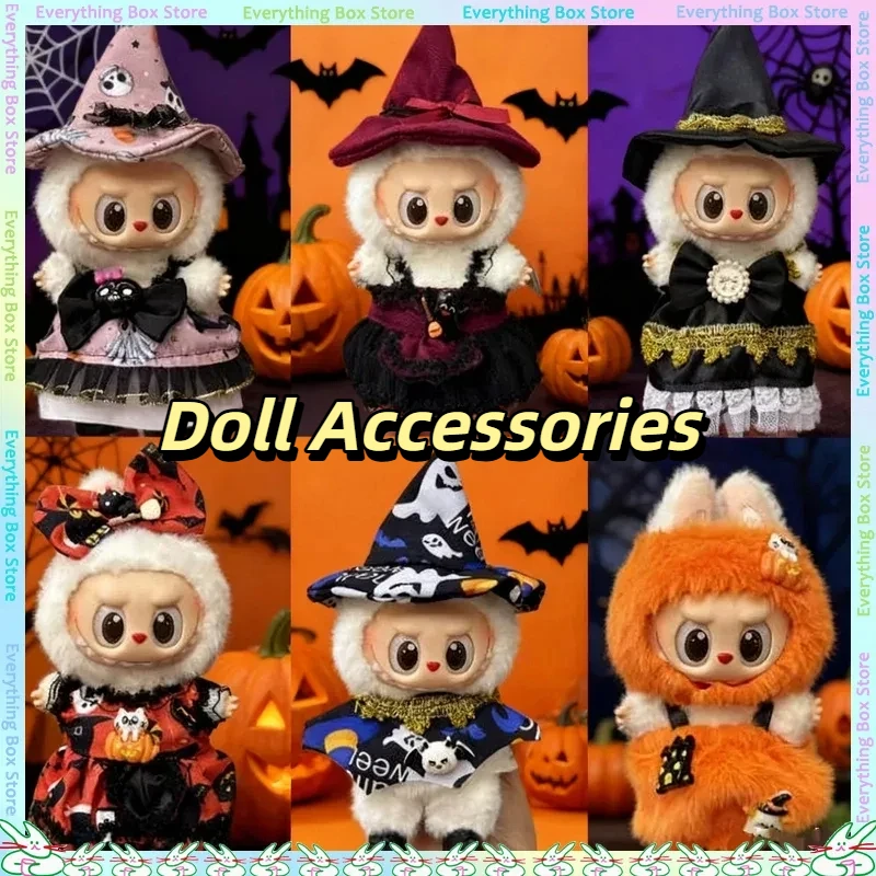 

For 17cm Labubu Doll Accessories Doll Clothes For Halloween Carnival Cute Halloween Atmosphere Pumpkin Baby Clothes Set Suitable