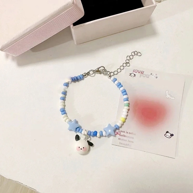 Pulsera ajustable con colgante de gato y perro, brazalete con cuentas de estrella de dibujos animados, Kawaii, KT, a la moda, accesorios de joyería para pareja, regalos