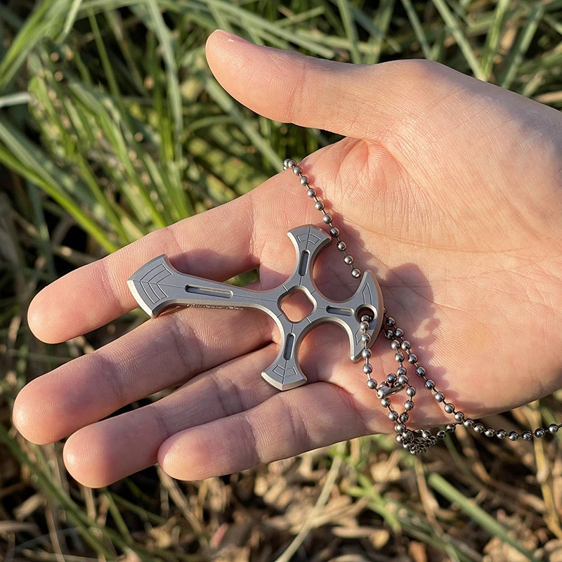 EDC Multifunction Zinc Alloy Cross Necklace with chain Tactical Pendant Outdoor Self-defense Tools For Men's Creative Gift