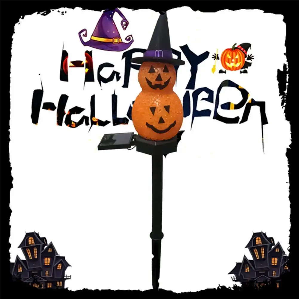 Solar Powered Garden Light Spooky Halloween Solar Pumpkin Stake Lights for Outdoor Decoration Waterproof Weather Resistant Solar