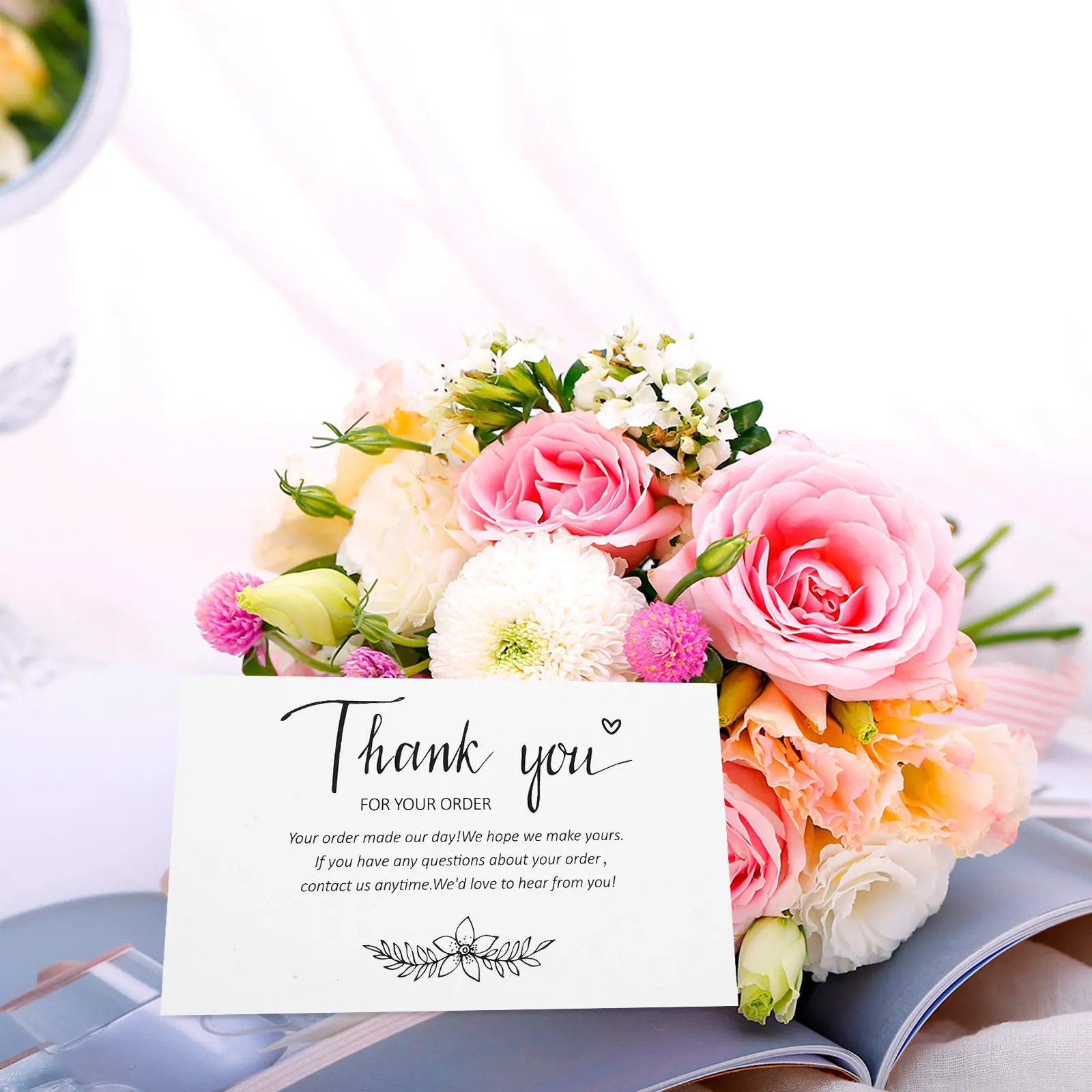 100Pcs Thank You Cards Small Business Bulk Paper Thanks Cards for Business Shopping Thank You Postcards for Salons Bakeries