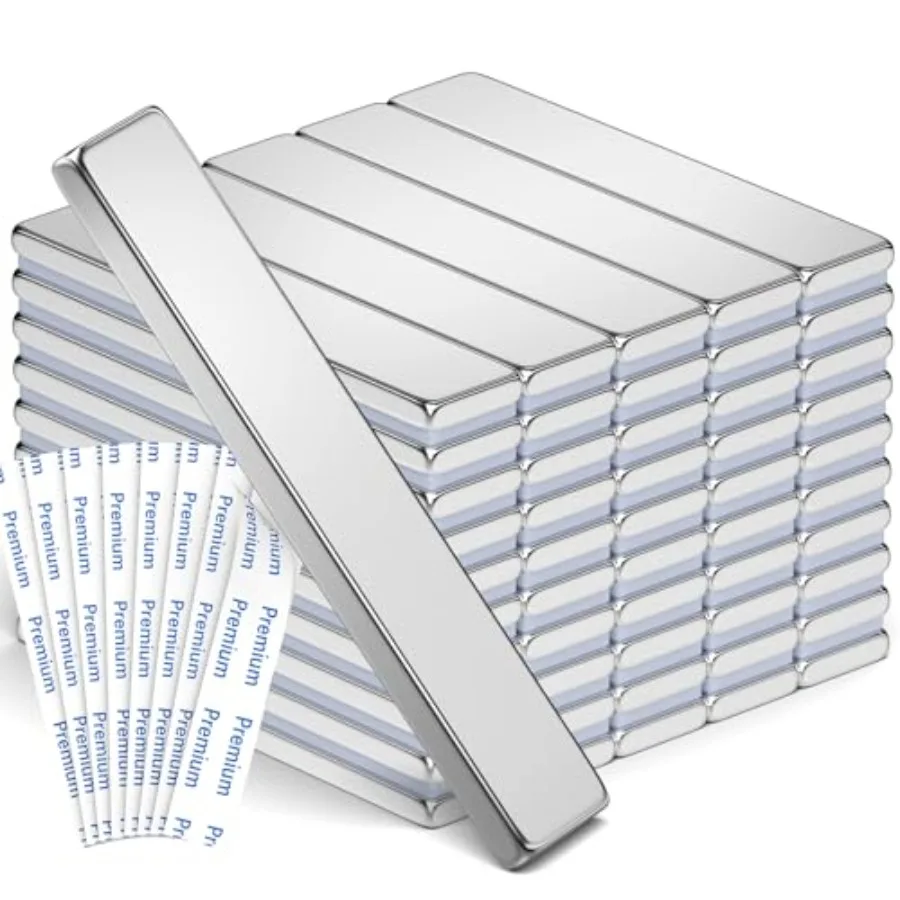 

Bar Magnets 50 Pack Bar Magnets with Double-Sided Adhesive Fridge Bar Magnet Magnet for Fridge Garage Kitchen DIY 60x10x3mm