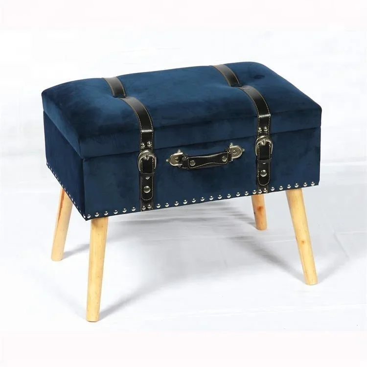 Storage Stool Blue Sapphire Ottoman , Economic Furniture，Combined Seating and Storage Function