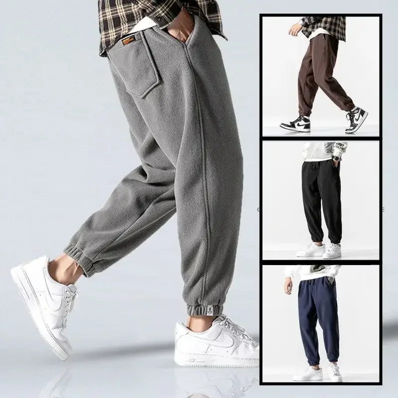 

New Loose Jogging Pants Men 2020 New Fashion Fleece Autumn Winter Warm Sweatpants Male Outdoor Straight Trousers Pantalon Hommes