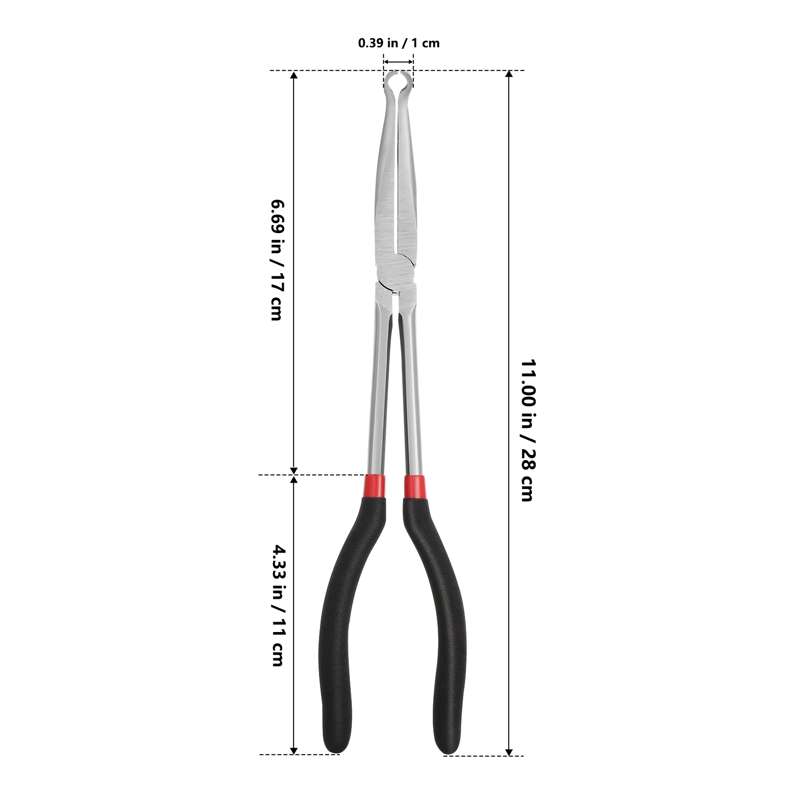 

Long Nose Pliers 280MM O-type Jaws Bent Head Electrical Disconnect Extended Reach Non-slip Handle Steel Material Wiring Tool