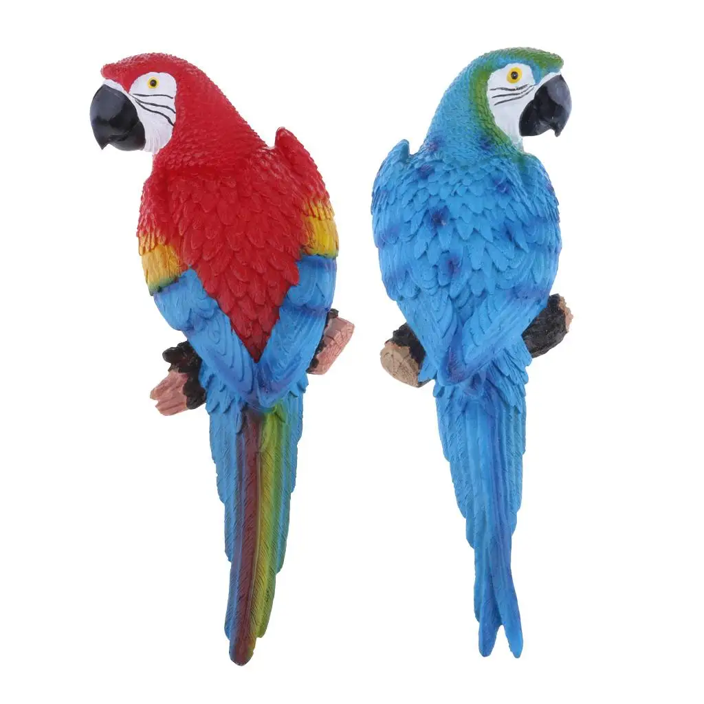 Vivid Parrot Figurine Resin Animal Ornament Artificial Bird Photography Prop for Indoor Outdoor Decor