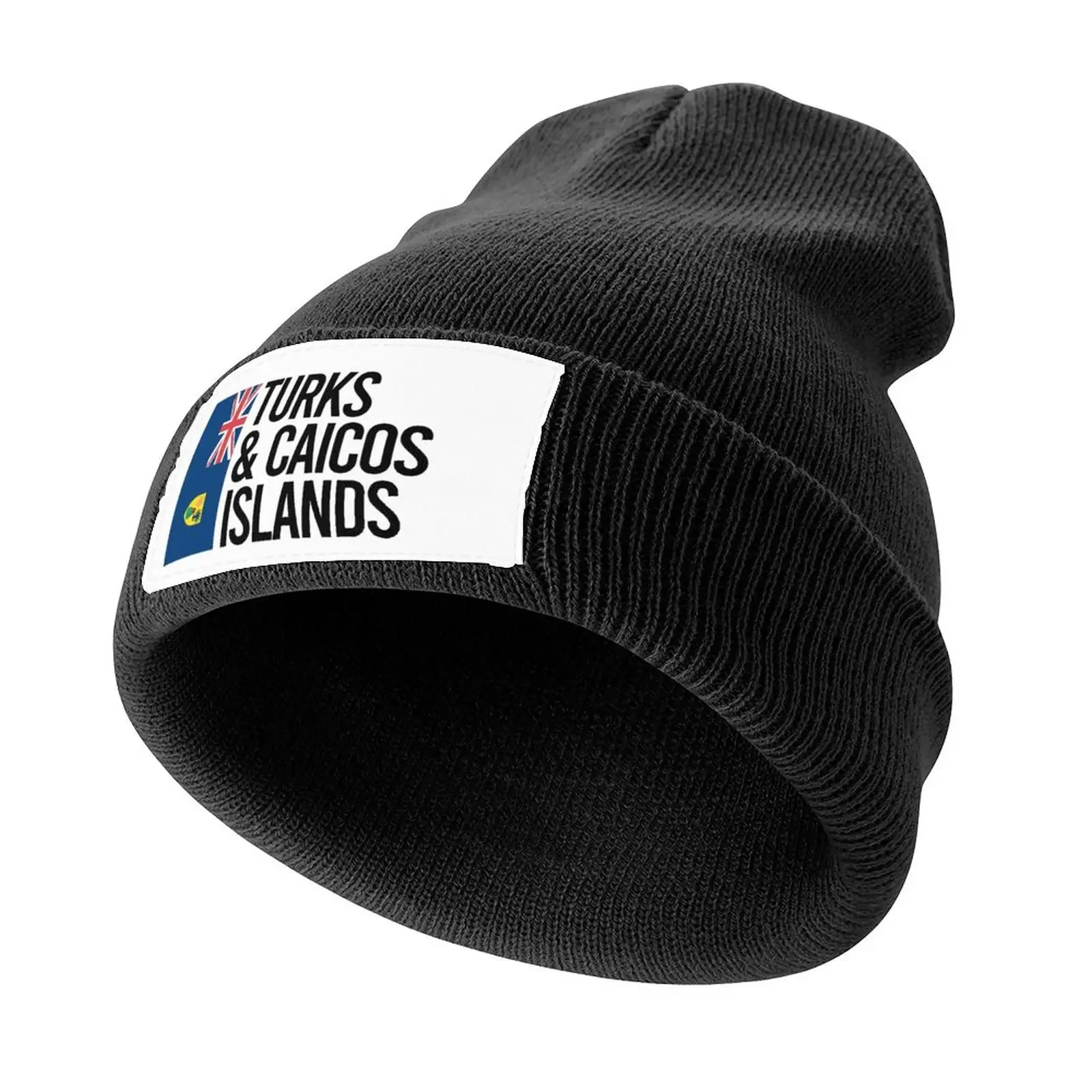 Turks & Caicos Islands Minimal Design collection Knitted Cap Cosplay Beach black Men Women's