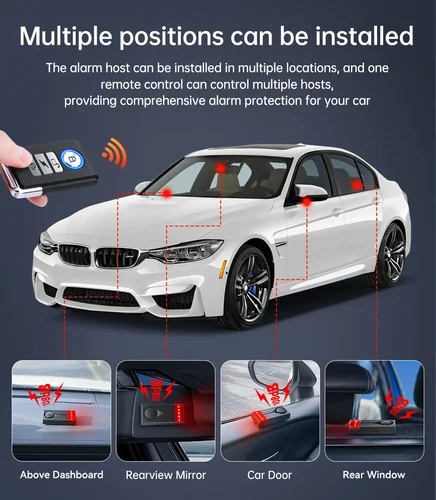 Imagen 2 del producto Extractme-alarma de luz y sonido antirrobo para coche, sistema de alarma Interior de seguridad para puerta y ventana remota inalámbrica de 108dB