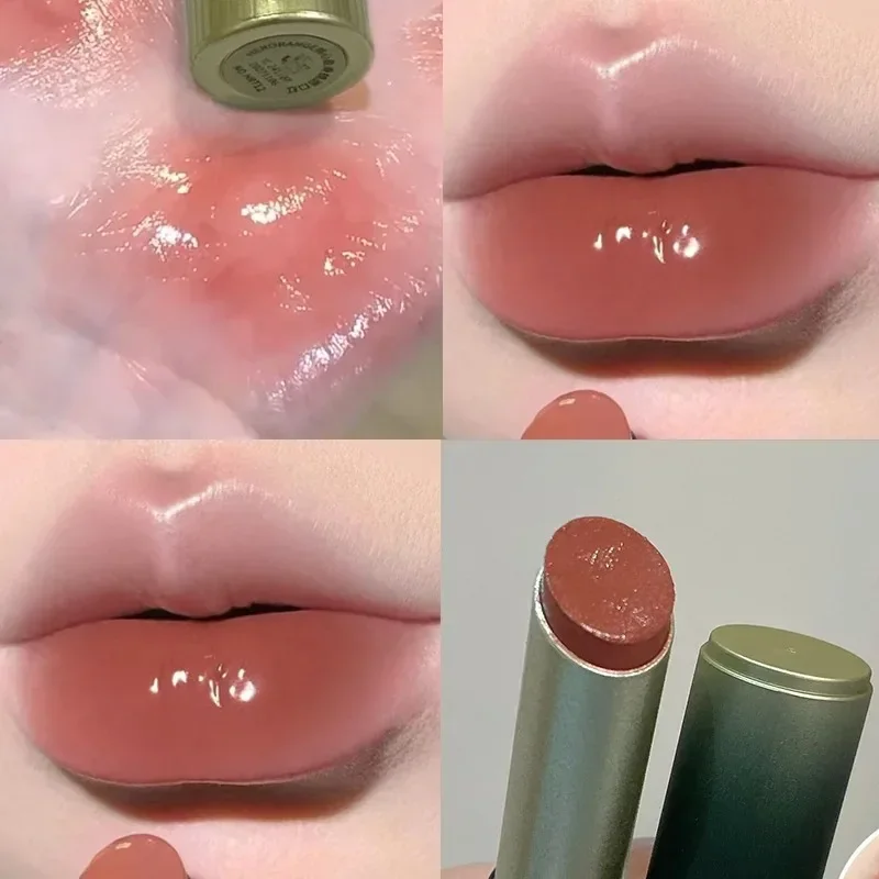 チョコレートブラウンゼリーリップスティックペンミラーウォーターグリッターリップグレイズ防水保湿リップスティック透明シマーメイクアップ