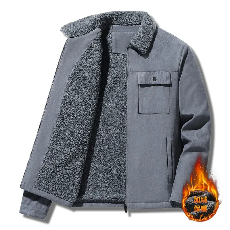 

2025 2025 Business Winter Korean Style Men's Jacket Men's Jacket Suede Lamb Wool Windproof Brand High Quality Fur Collar Men's C