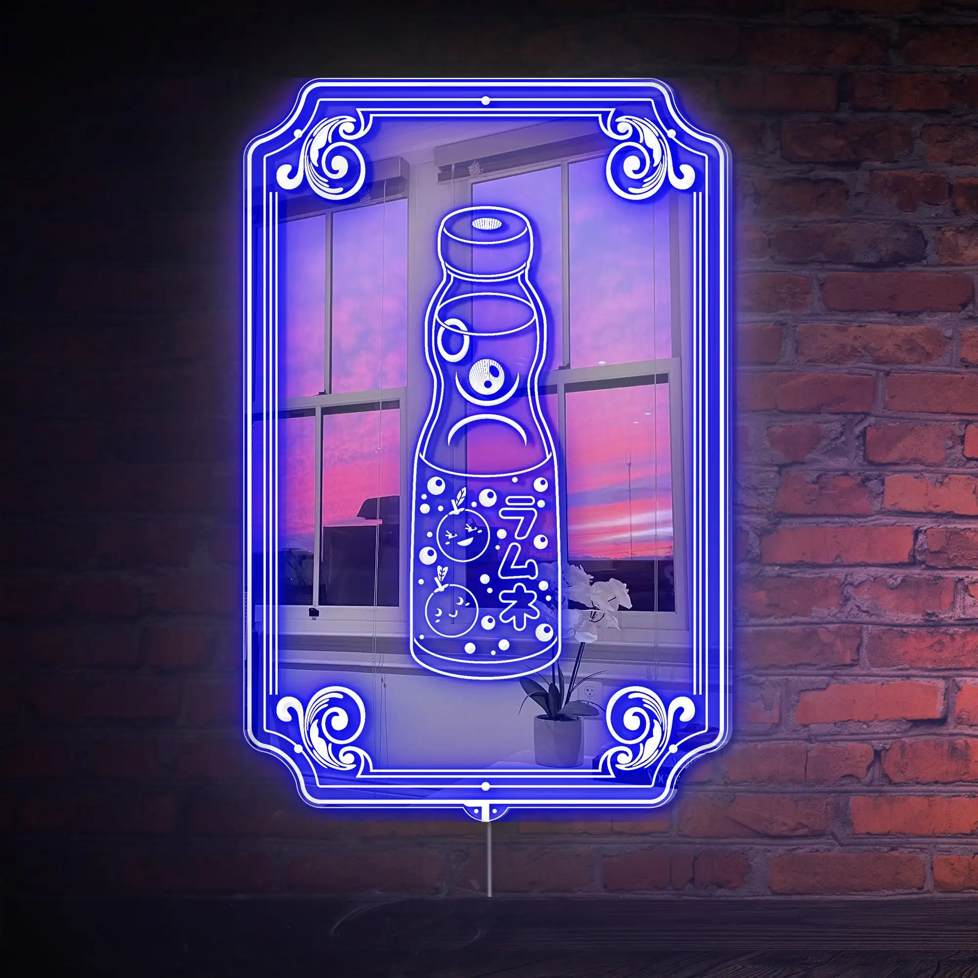 Japanese Soda Ramune RGB LED Neon Sign with Elegant Mirror Backing