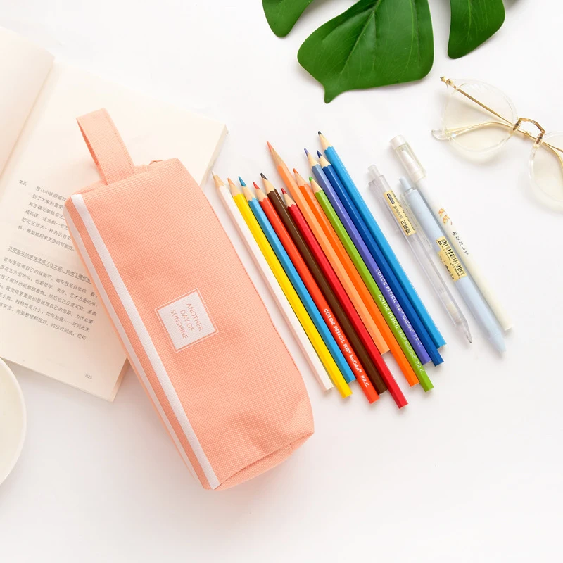 Girls Cute Pencil Case Pen Storage Bag 2 Compartments Makeup Coin Purse For Women Pen Pouch School Student Stationery Supplies