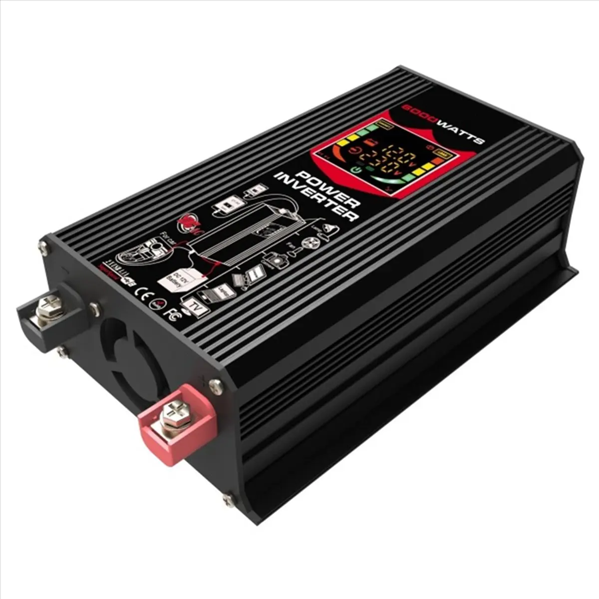 

Persevering — автомобильный инвертор мощности 6000 Вт, универсальный синусоидальный преобразователь постоянного тока от 12 В до 220 В переменного тока, электронный зарядный преобразователь 2 USB для зарядки на открытом воздухе