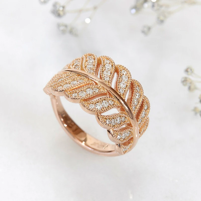 Huitan Trendy Leaf Design Finger Ring for Women 3 Metal Colors Dazzling Cubic Zirconia Rings Daily Wear Party Statement Jewelry