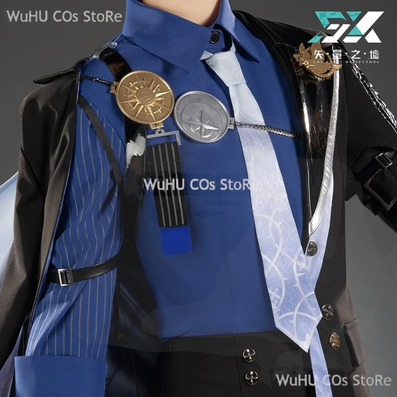 Hugo Cosplay Costume Zenless Zone Zero Black Suit Hugo Wig Game Uniform With Hat Props New Eridu Halloween Party For Women Men