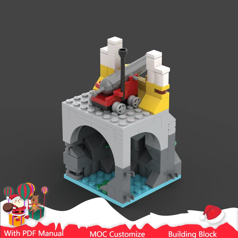 109 PCS MOC Medieval Cannon Wall Modular Mini Model Building Blocks DIY Education Assembly Bricks Toys Children Christmas Gifts