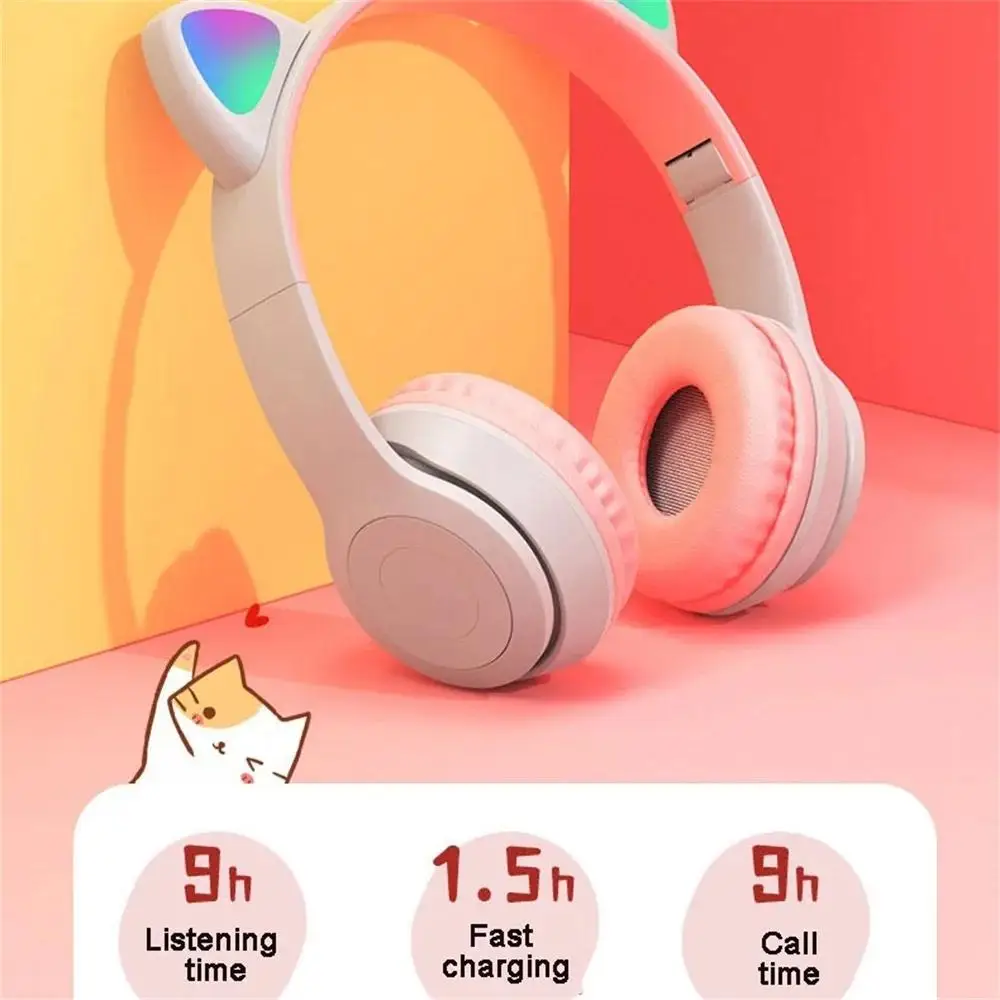 

Cute Cat Ears Wireless Bluetooth Headphone Hot Sale Mic Noise Cancelling Kid Girl Stereo Music Helmet Phone Headset Gift