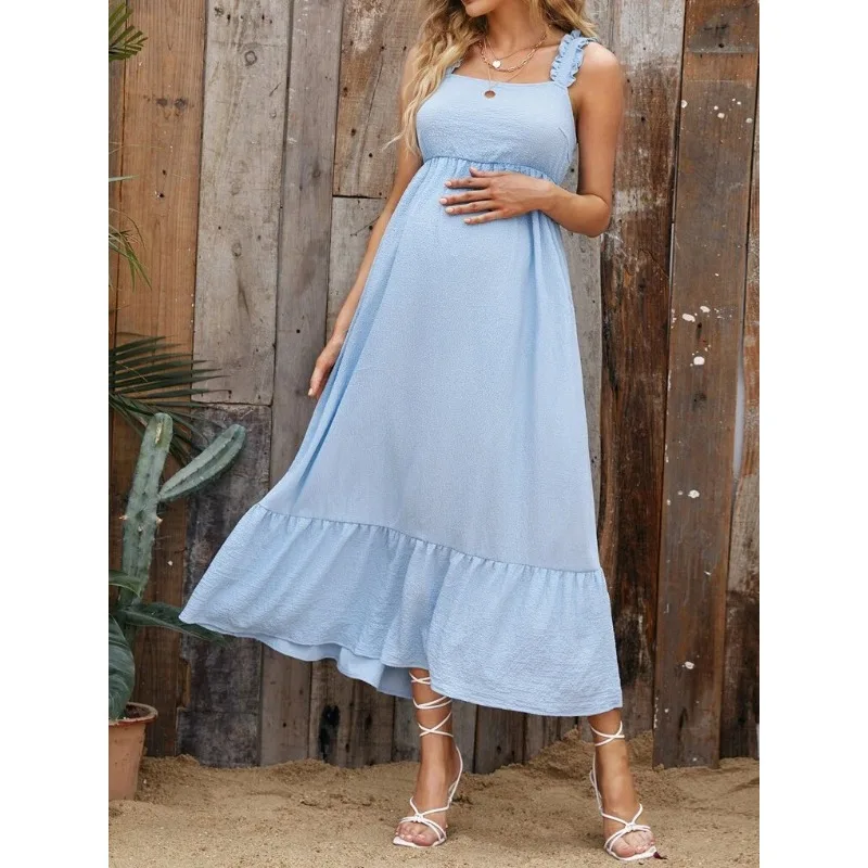 Breastfeeding Maternity Dresses Maternity Clothes Ruffles Sundress for Pregnat Women Elegant Pregnancy Butterfly-knot Dress