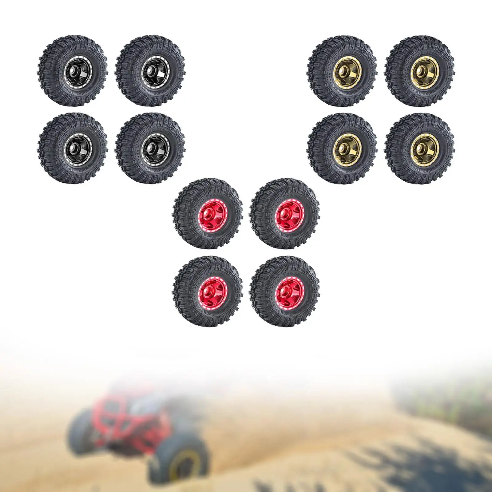 

4x 1.0 inch Wheel Tires Set Rubber Tires,Simulation,Easy to Install Spare Parts for SCX24 FMS24 1:24 RC Crawler Car Accessory