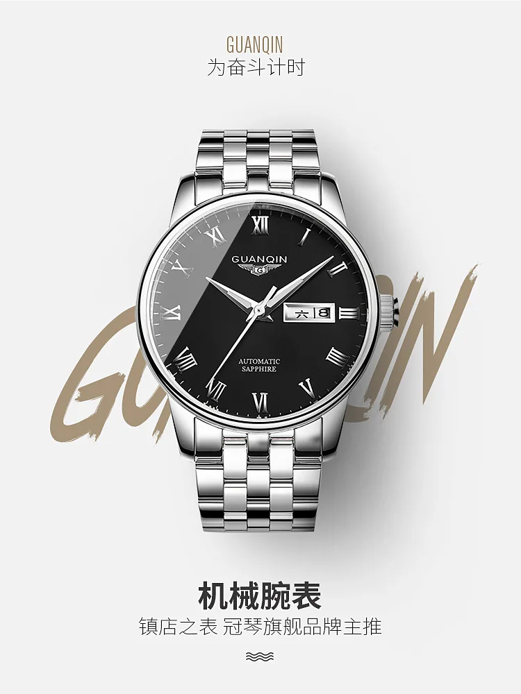 Orologio da uomo Orologio meccanico automatico originale per uomo Impermeabile luminoso in acciaio inossidabile Reloj Display doppio calendario