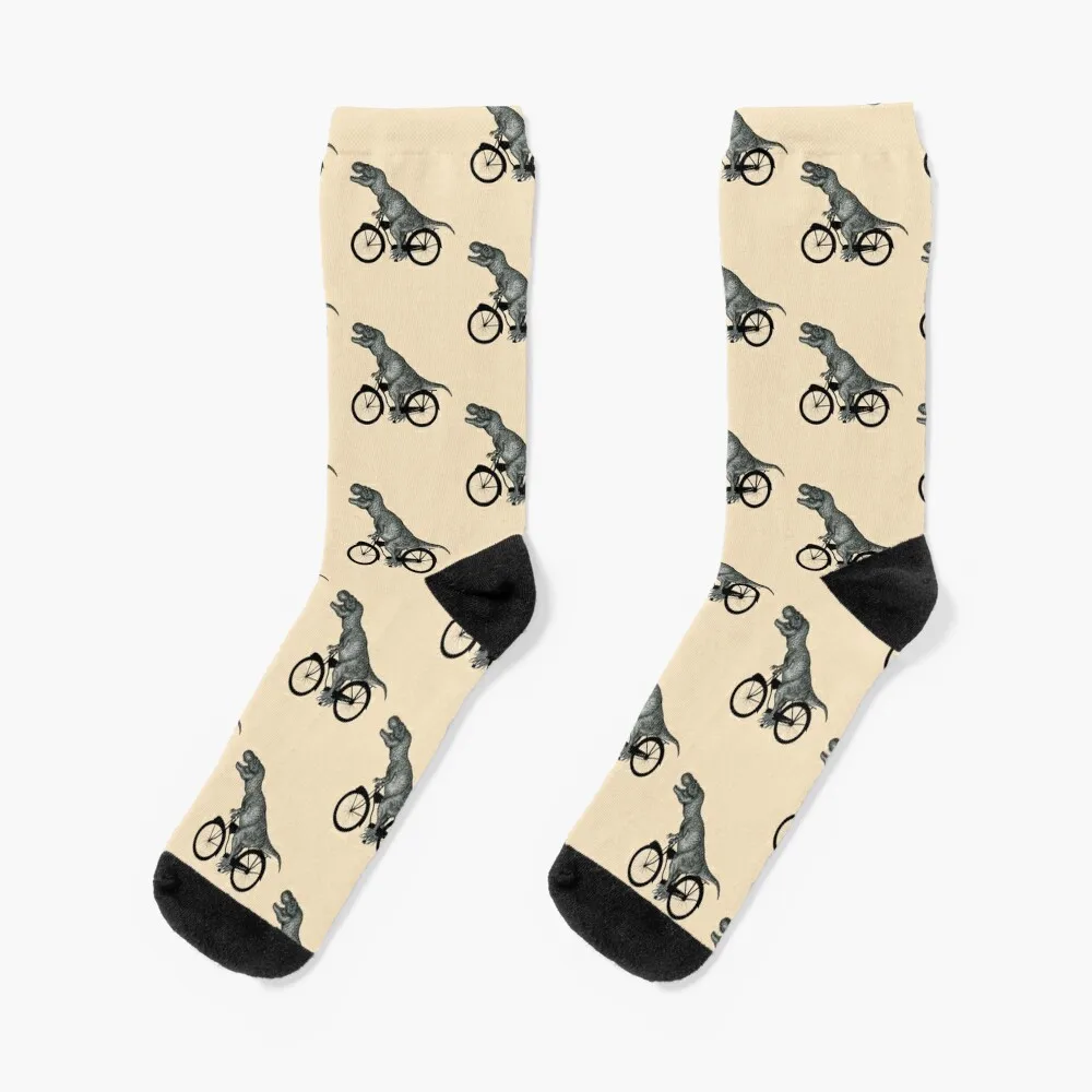 

Bike and t rex dinosaur silhouettes Socks hip hop socks man socks Men's Designer Man Socks Women's