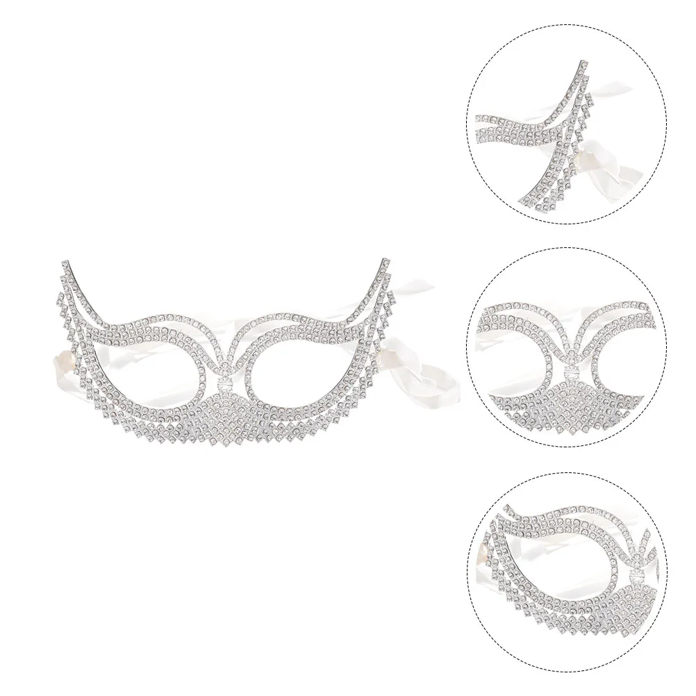 

Masquerade Mask Women Party Costume Halloween Face Mask Lady Alloy Rhinestones Adjustable Size Exquisite Craftsmanship No Fading