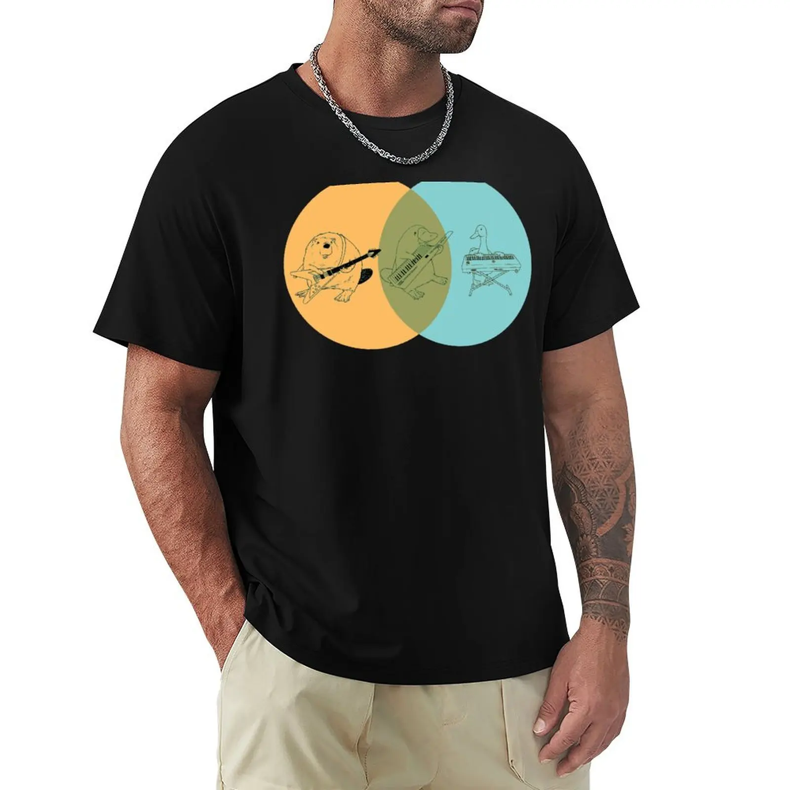 Keytar Platypus Venn Diagram - OGB T-Shirt Casual Breathable Short Sleeve Top