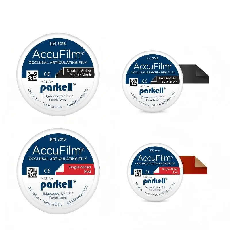 

Пленка Parkell AccuFilm двусторонняя артикуляционная для высокоточной окклюзионной регулировки, черная/красная и однотонная, ультратонкая, 21 микрон