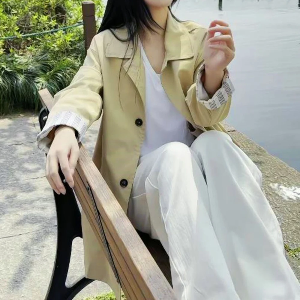 trench coat spring new Korean version high-end medium and long top coat  coats for women abrigos mujer