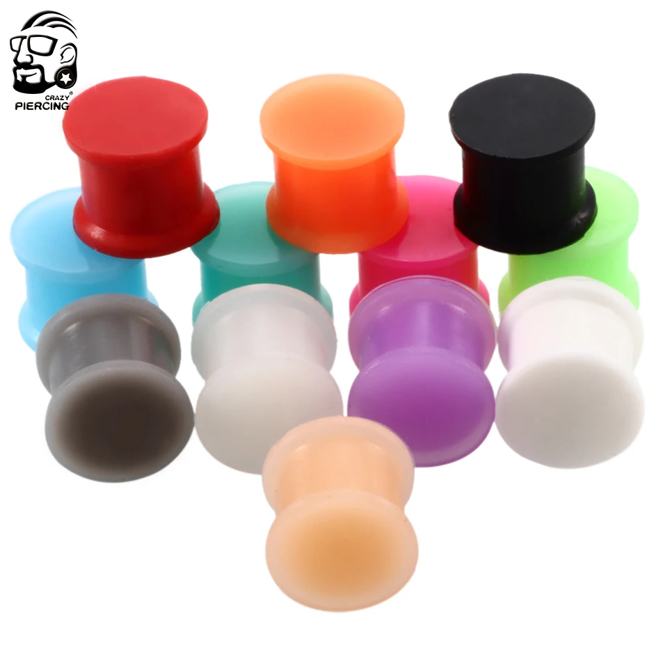 1Pair Soft Silicone Flexible Thick Ear Flared Plugs Earrings Women Men Solid Flesh Tunnel Ear Gauge Expandar Ear Piercing Oreja