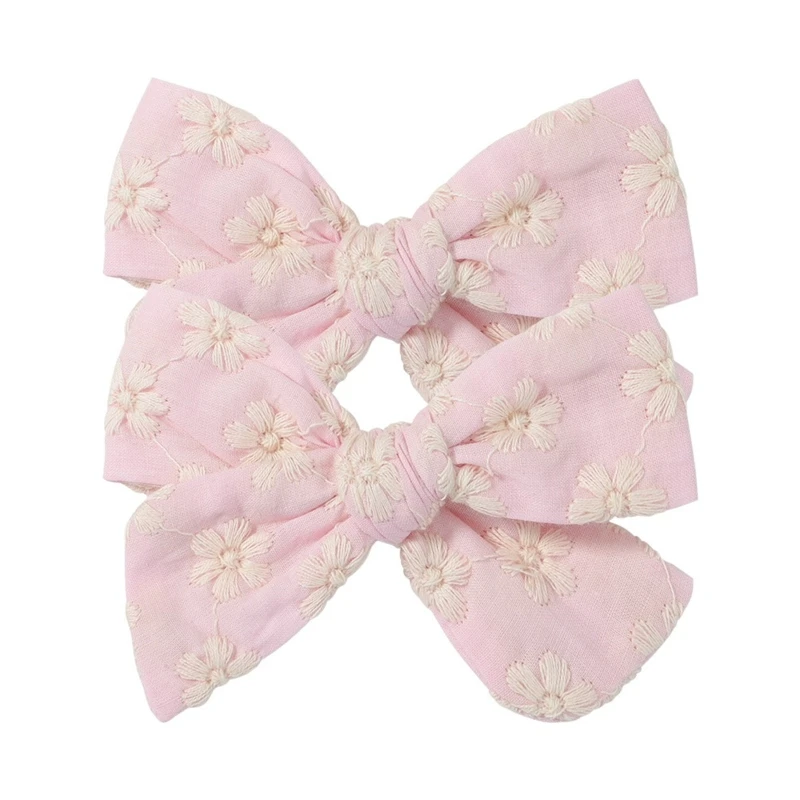 2Pcs Pastoral Floral Bowknot Hair Clips for Kids Baby Girl Hairpins