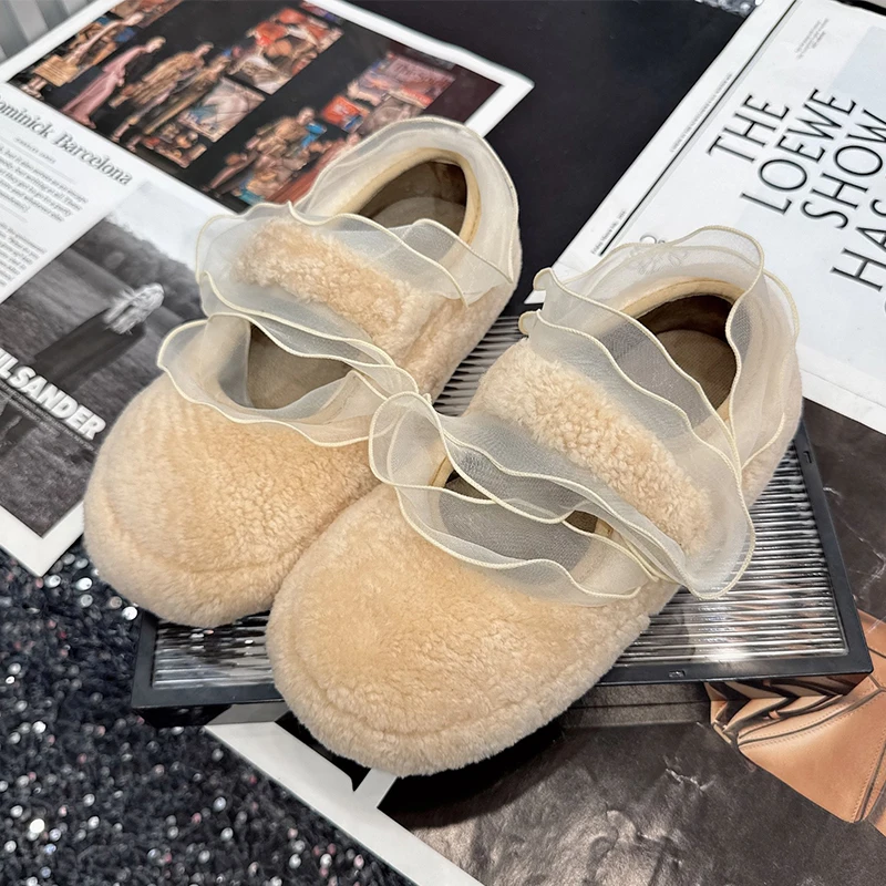

Women Fur Flats Shoes Casual Sneaker Warm Witer Short Plush Shoes 2025 Trend Running Walking Shoes Comfort Dress Mujer Zapatos