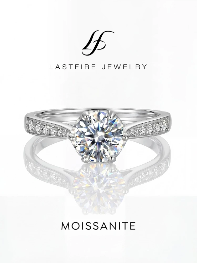 

KNB 1CT круглое сверкающее кольцо с белым муассанитом и бриллиантом для женщин, свадебное настоящее серебро 925 пробы, роскошные ювелирные изделия высокого качества