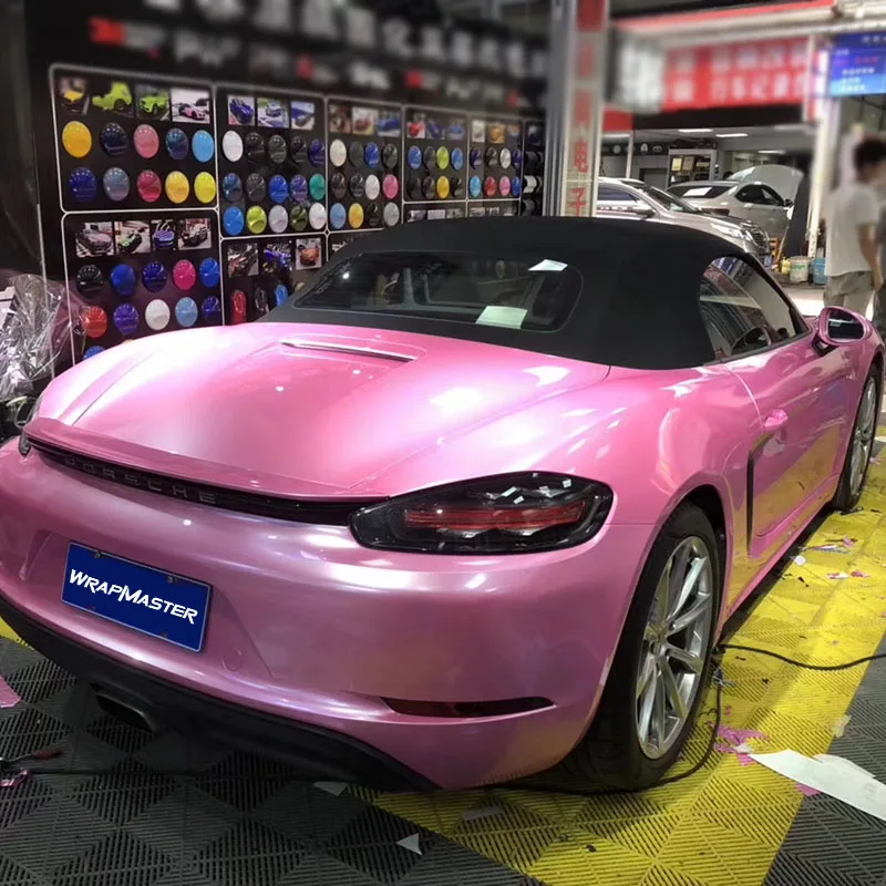 

Super Glossy Metallic Shell Pink Hood Protector Auto Car Wrap