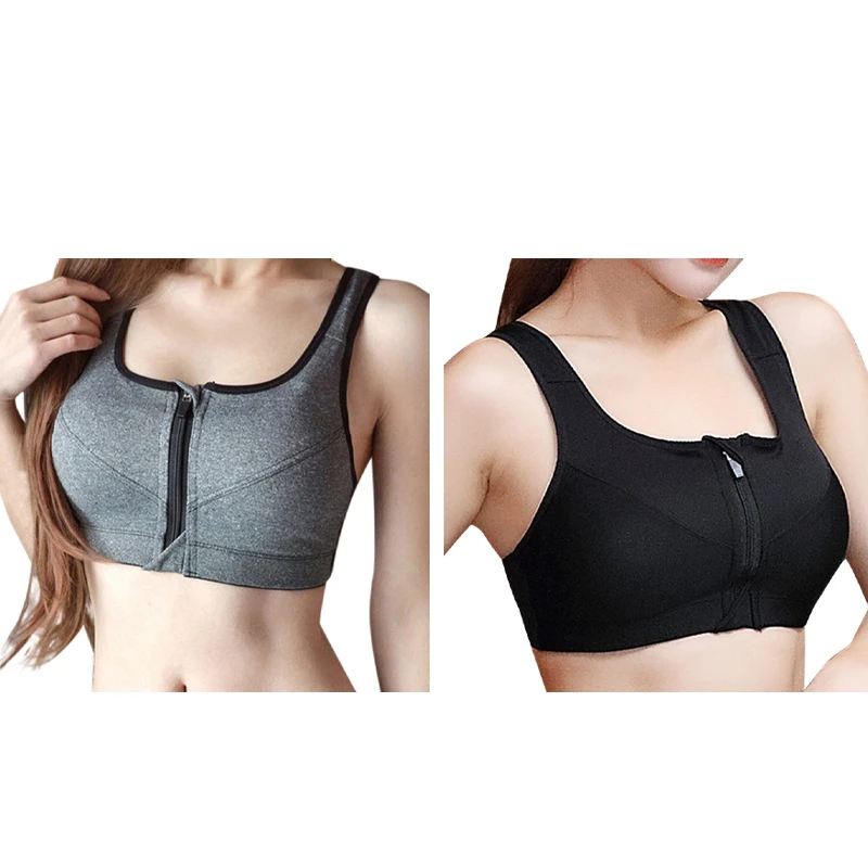 Sports Bra Crop Top Women Fitness Vest Feminine Front Zipper Push Up