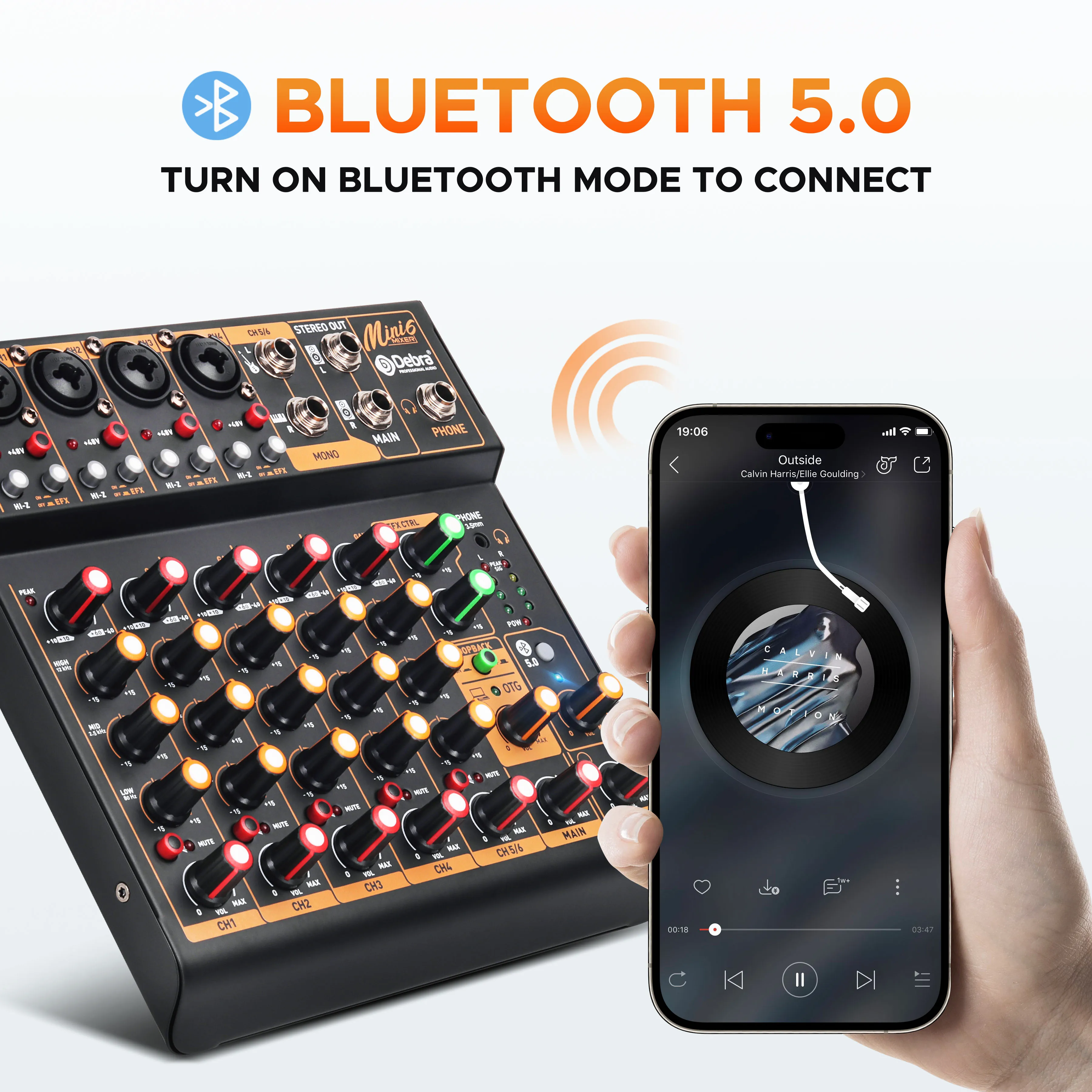 واجهة الصوت المعدنية DJ Mixer 4/6 قناة بلوتوث OTG 48 فولت تأخير الطاقة تكرار تأثير لوحدة التحكم خلط الصوت تسجيل الكمبيوتر