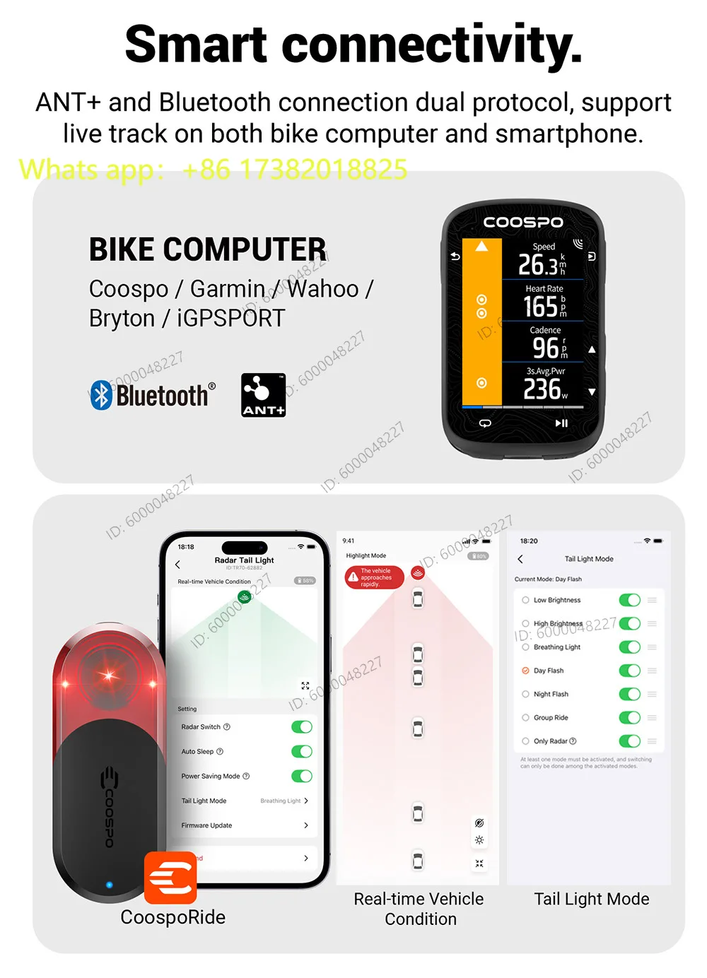 TR70 Radar Tail Light Smart Bike Taillight Brake Warning IP67 Waterproof Cycling Rear Light 7 Light Modes Tail Lamp view 4