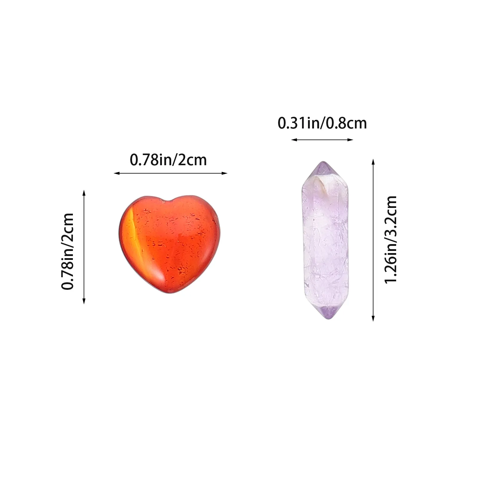 15Pcs Heart Hexagonal Crystals Smooth Lightweight Portable Energy Stones for Collection Gift DIY Crafts Home Decor Meditation