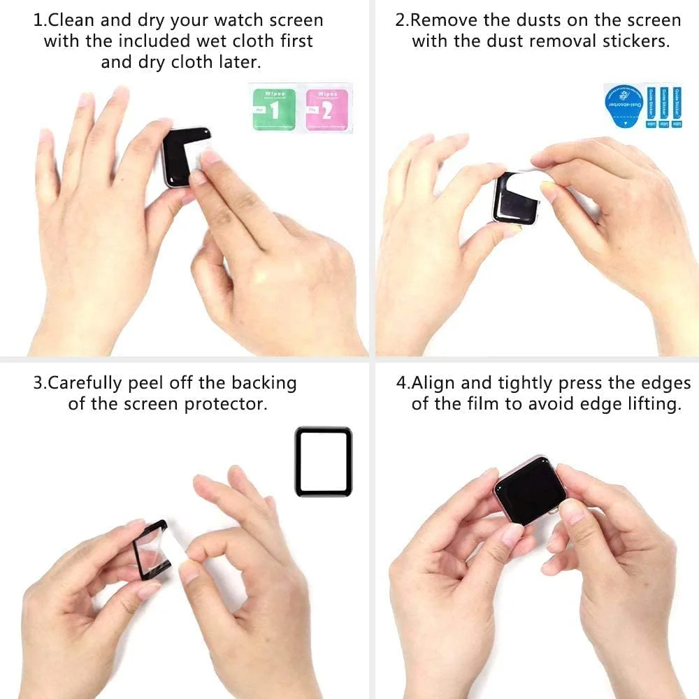 واقي شاشة لساعة أبل 11 42 ملم 46 ملم فيلم زجاجي ناعم ثلاثي الأبعاد عالي الدقة خالي من الفقاعات ومضاد للغبار ومقاوم للخدش iWatch Series 10 11