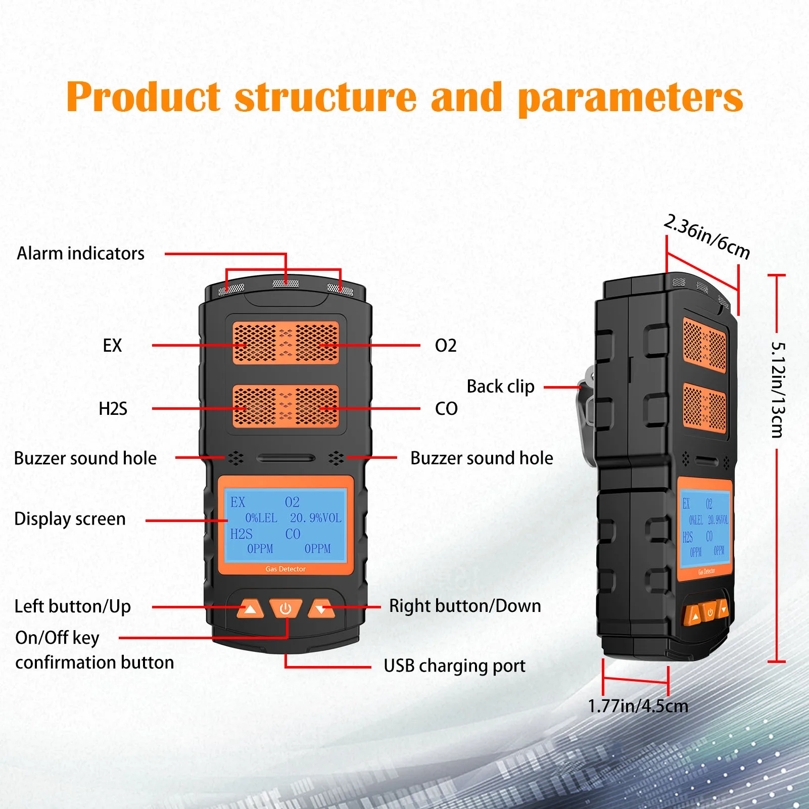 Aikesi  X-4  4in1 Multi gas detector portable biogas gas analyzer