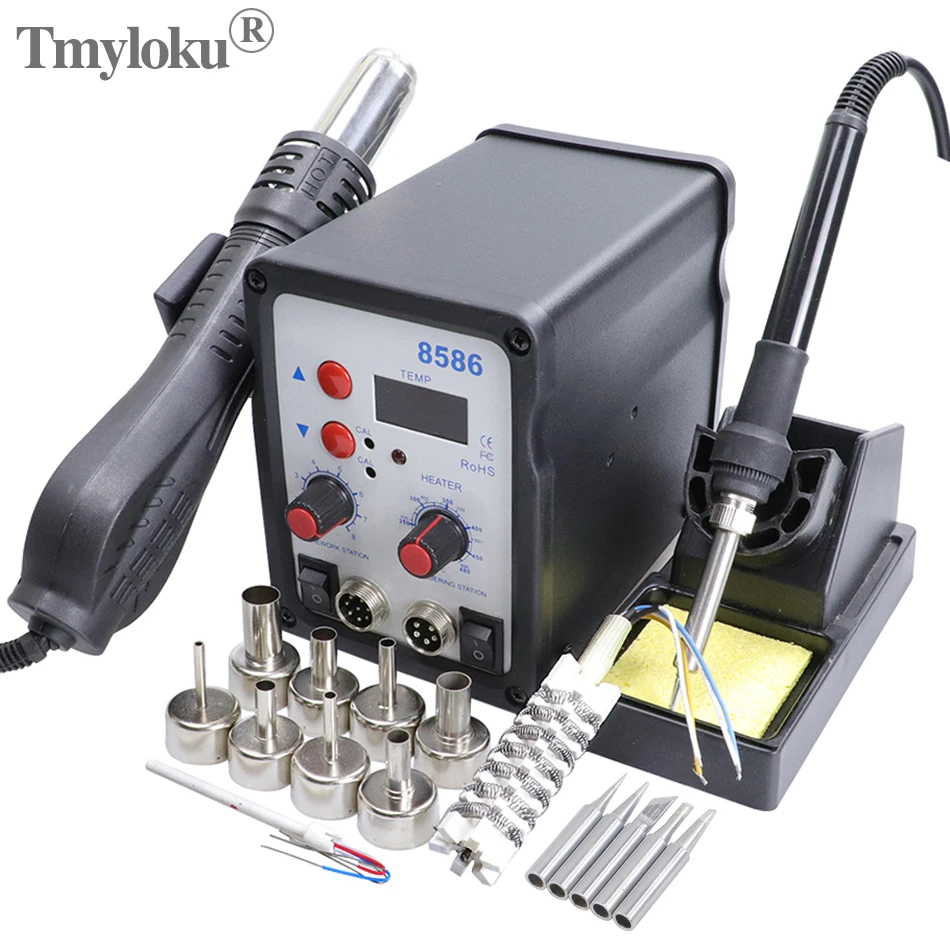8586 soldering station high-power hot air gun 2-in-1 soldering iron pure copper transformer repair electrical soldering tools