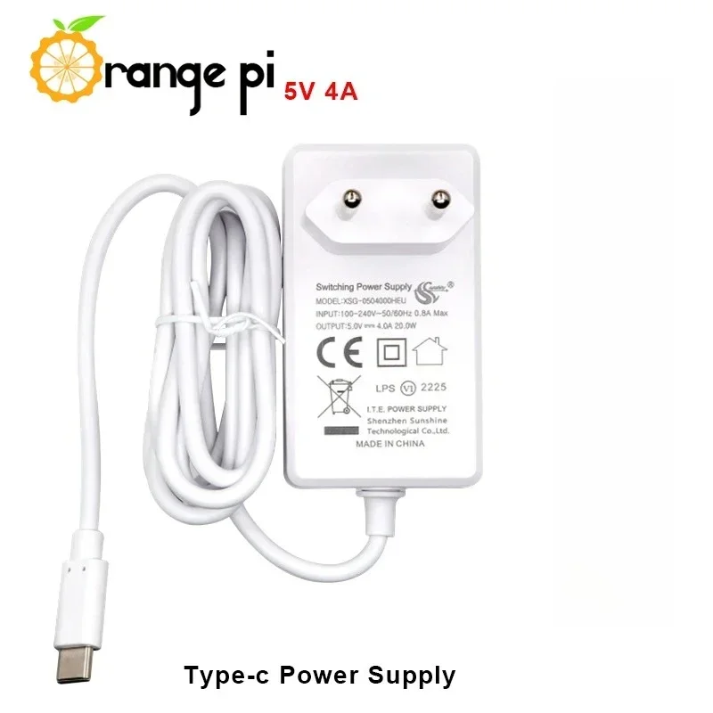 Orange Pi 5V 4A Power Adapter 100V-240V Type-C Power Supply EU US UK Plug Power Charger for Orange Pi 5 5B OPI 4B 4 LTS