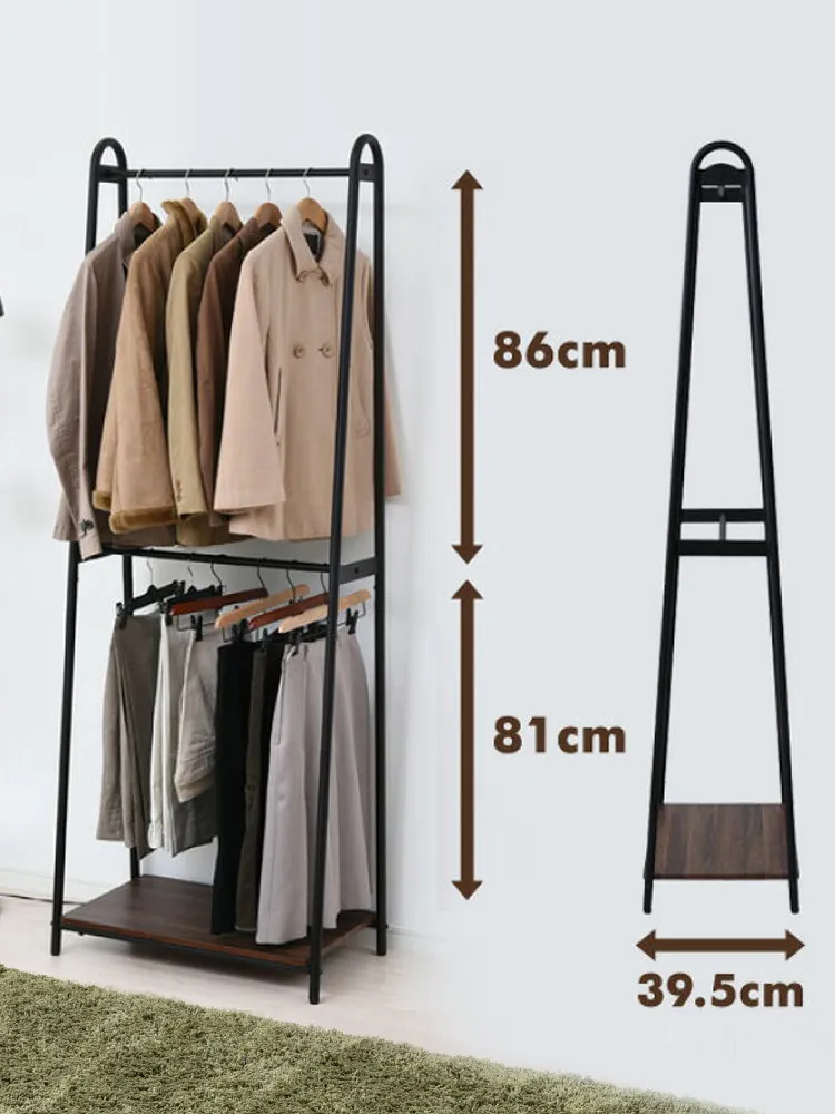 MOMO Double-layer Floor Hanger Drying Rack Storage Two-layer Hanger Cream Style Simple Living Room Coat Rack