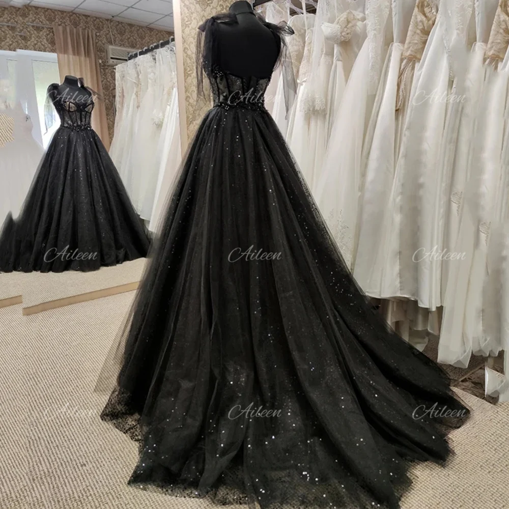 Black Lace Gothic Glitter Wedding Dress Women\'s Elegant Dresses Prom Luxury Weddings Evening Formal Party Woman customized