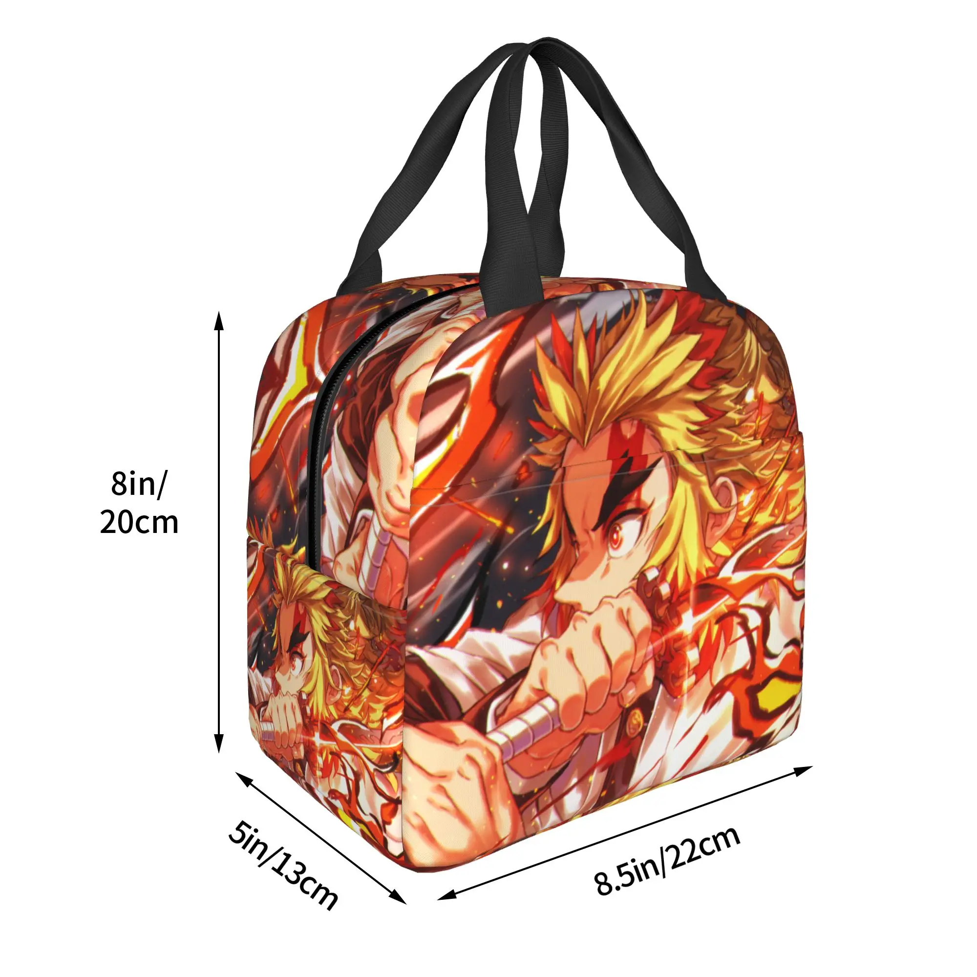 Custom D-Demons Slayers Portable Lunch Box for Women Waterproof Japanese Manga Cooler Thermal Food Insulated Lunch Bag School view 3