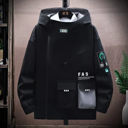 New Men's Streetwear Hooded Jackets And Coats Spring Autumn Hip Hop Harajuku Youth Loose Windbreaker Plus Size 4XL Tops Clothing