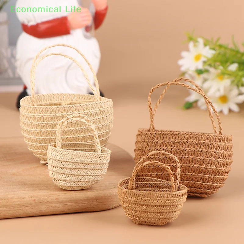 Dollhouse Miniature Decor Fashion Shopping Straw bag Shoulder Bags Messenger Bag Shopping Bag