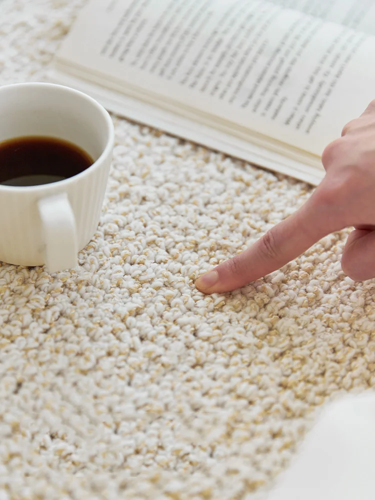 Handmade Wool Carpet Living Room Solid Color Cream Style Luxury Floor Carpets Sofa Coffee Table Mat Decor Solid Color Bedroom
